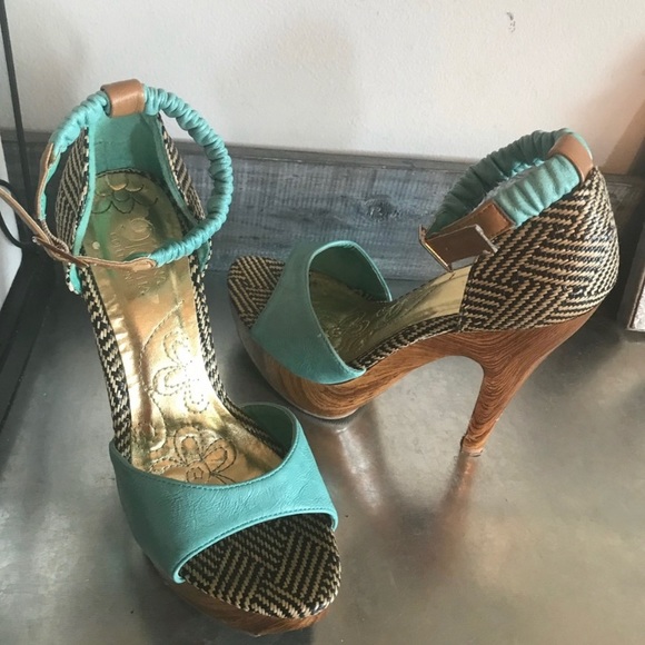 Mia Natural Woven Open Toe Heels